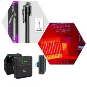 Led 600 RGB + C08 Tripod + K95 Wireless Mic